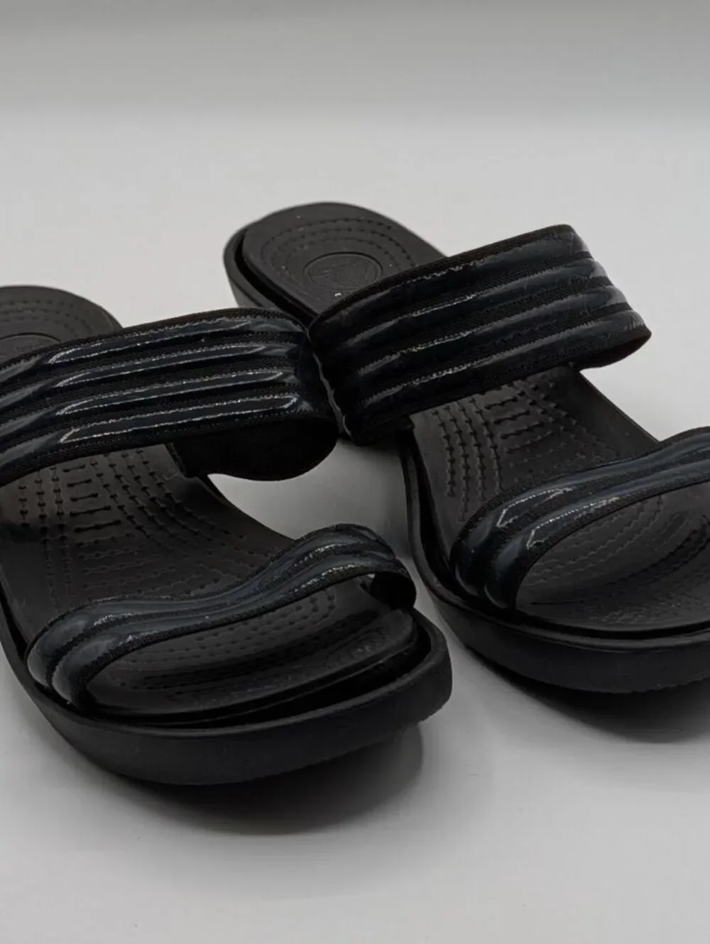 Crocs Mixed Sizes (6 - Right, 7 - Left) Black Comfort Slides Wedge Sandals